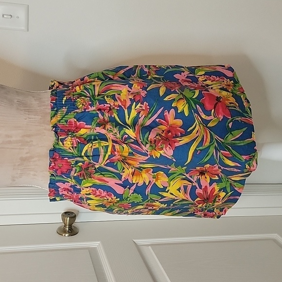 J. Crew, Size 10 Tropical Floral Skirt, Elasticized Waistband, Linen Blend, EUC - Picture 4 of 11